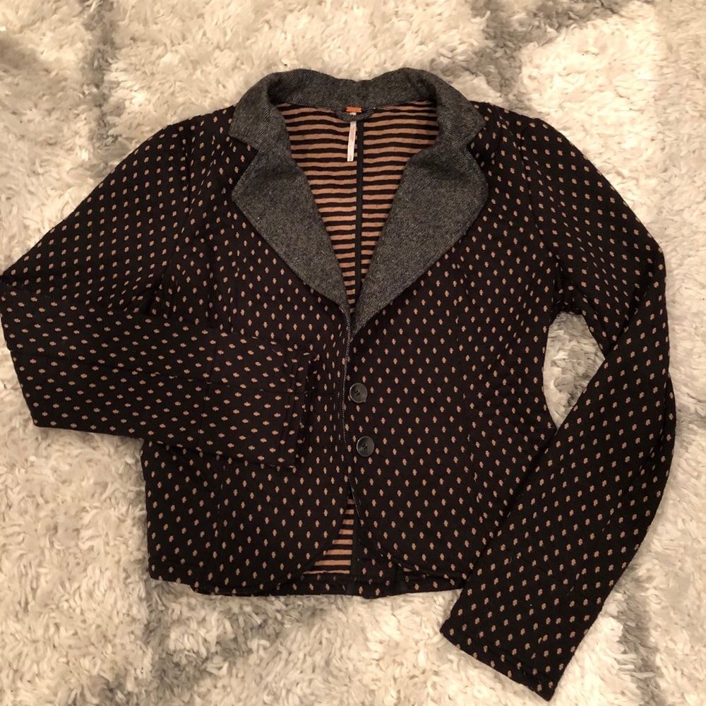 Free People Knit Quilted Contrast Blazer Small